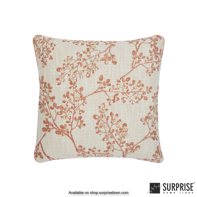 Surprise Home - Luxe Flower 40 x 40 cms Designer Cushion Cover (Orange)