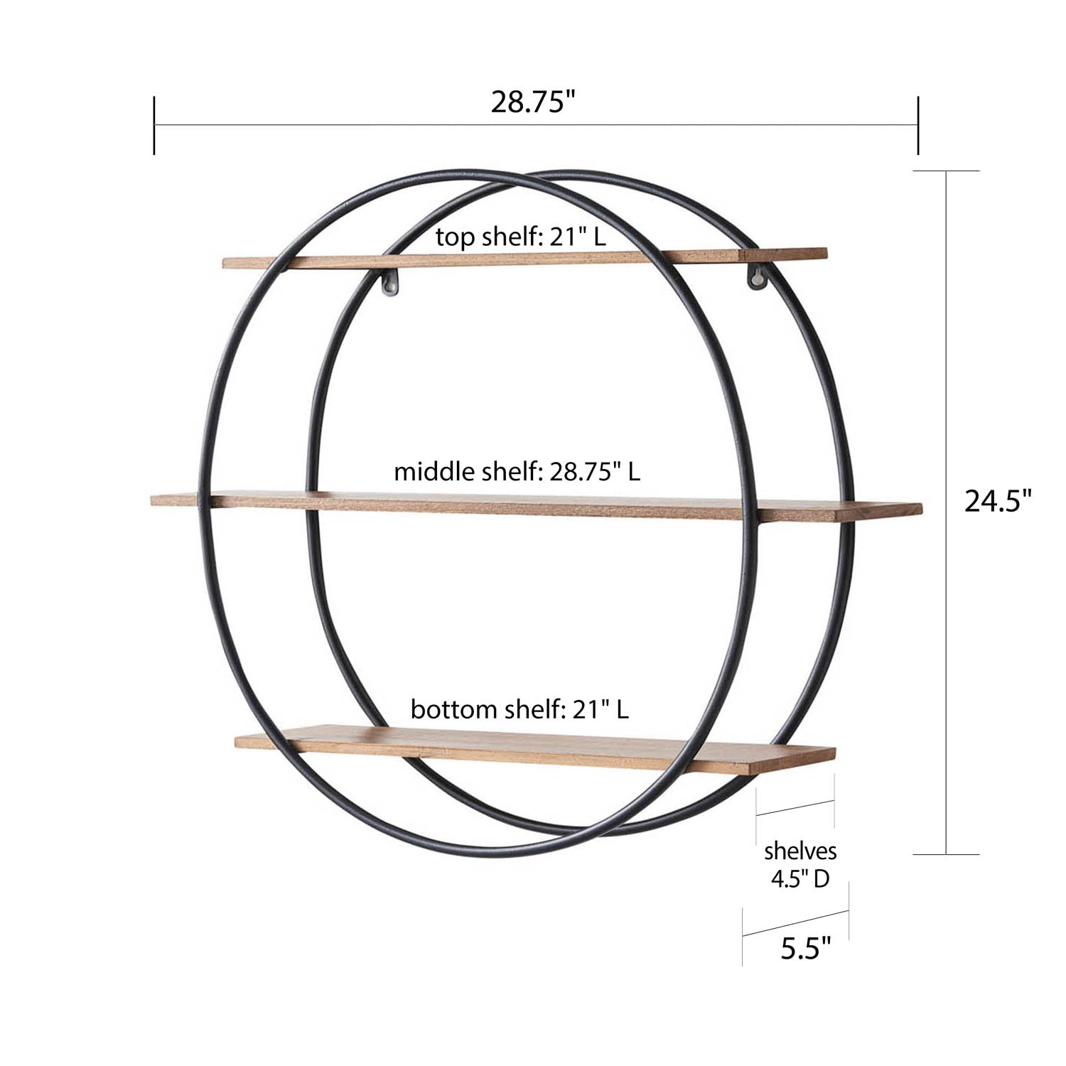 Large Round 3 Tier Wall Shelf - Brown | Hemsly - Hemsly.com