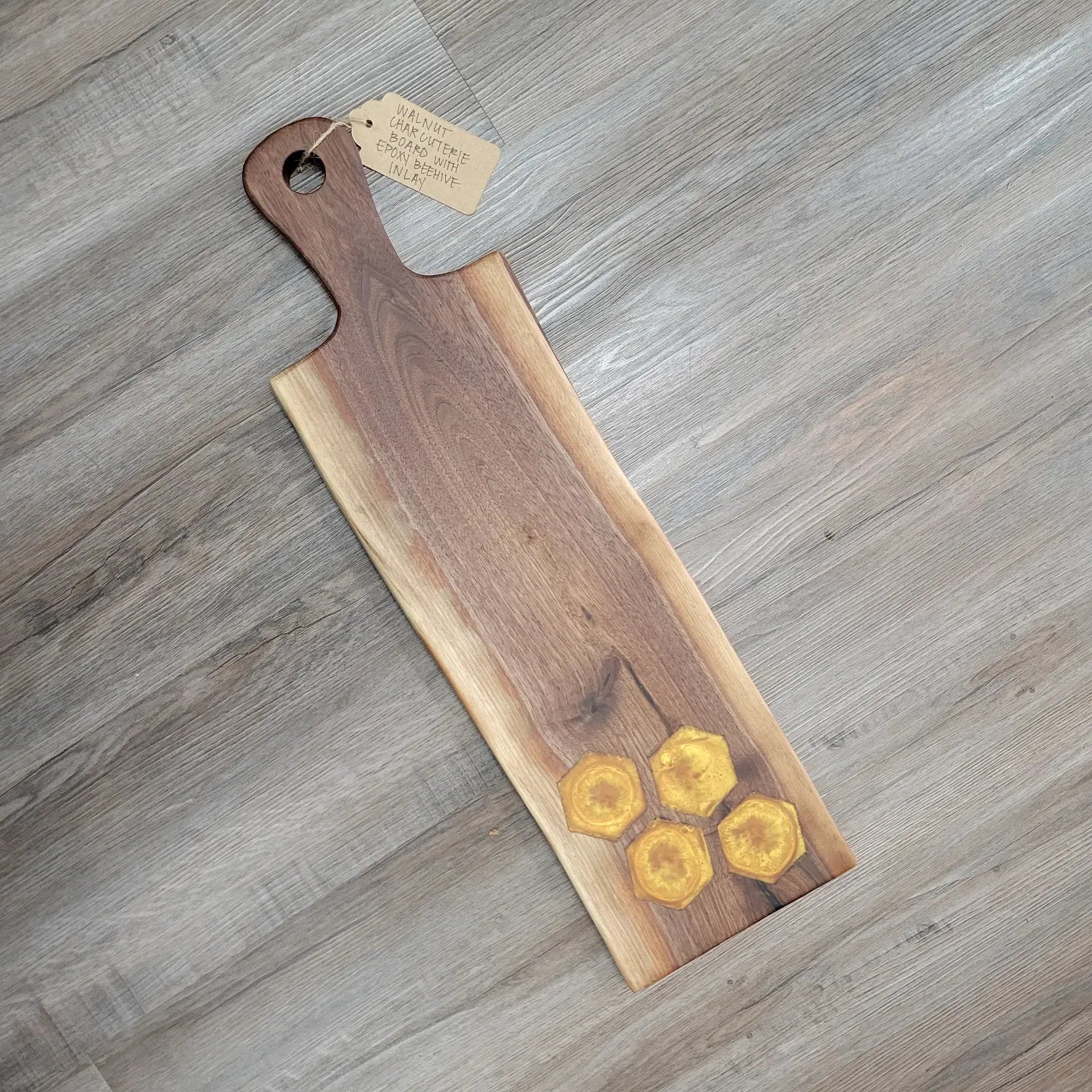 Walnut Charcuterie Board with Epoxy Beehive Inlay made by Brandon Shea ...