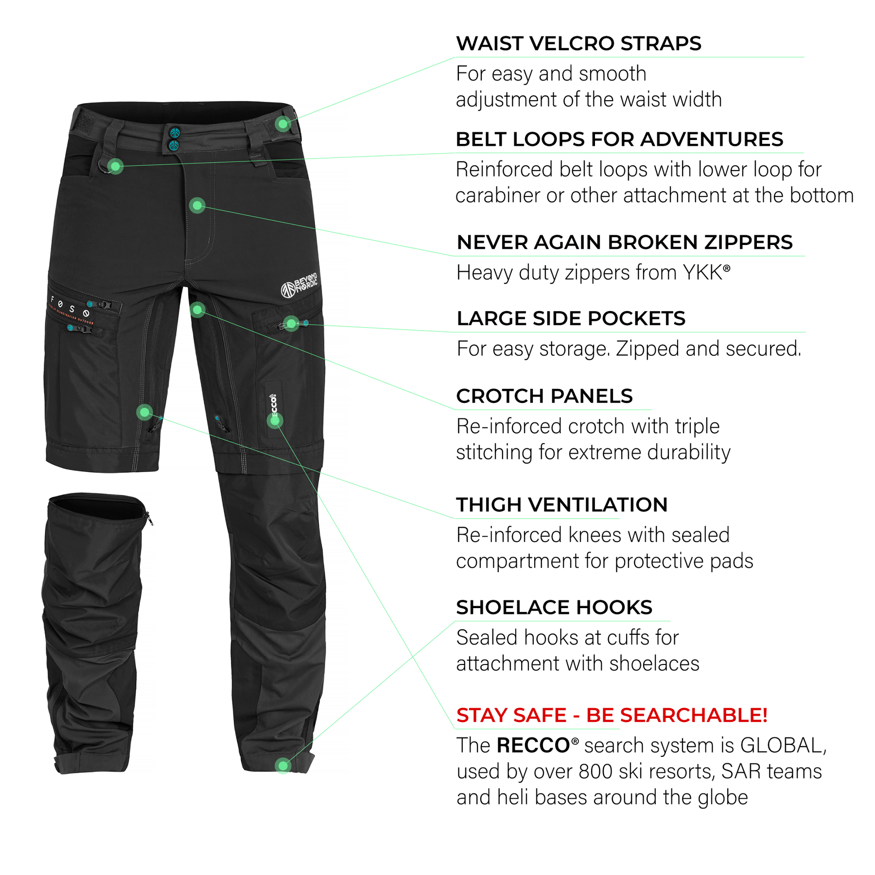 Download BN005 Zip-Off Outdoor Pants Men's Onyx Black - Beyond Nordic