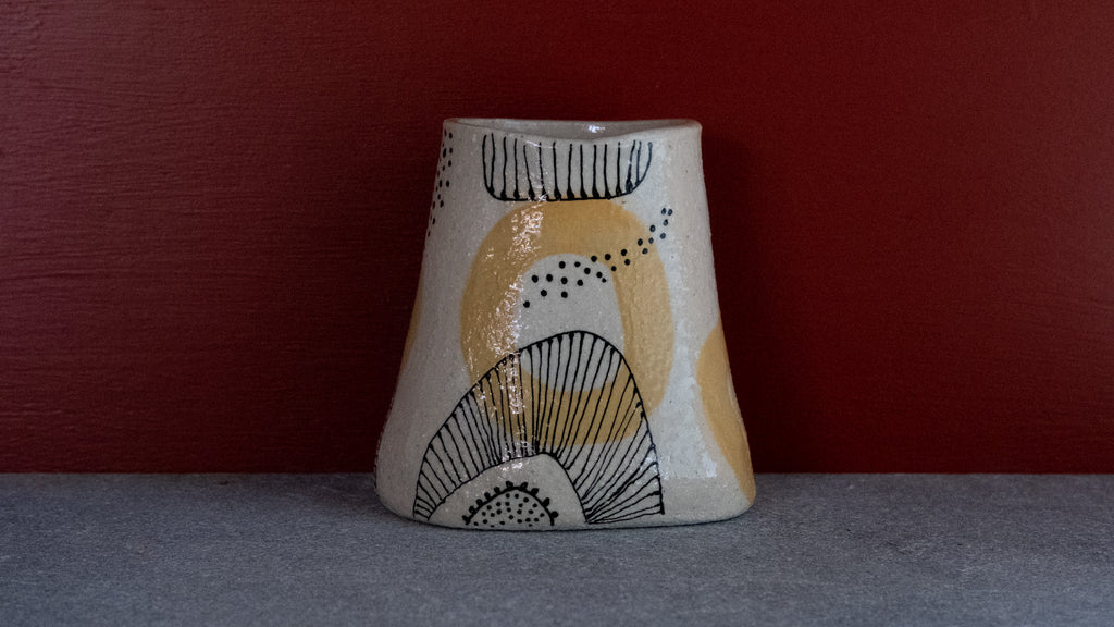 Hand painted ceramic planter and vase