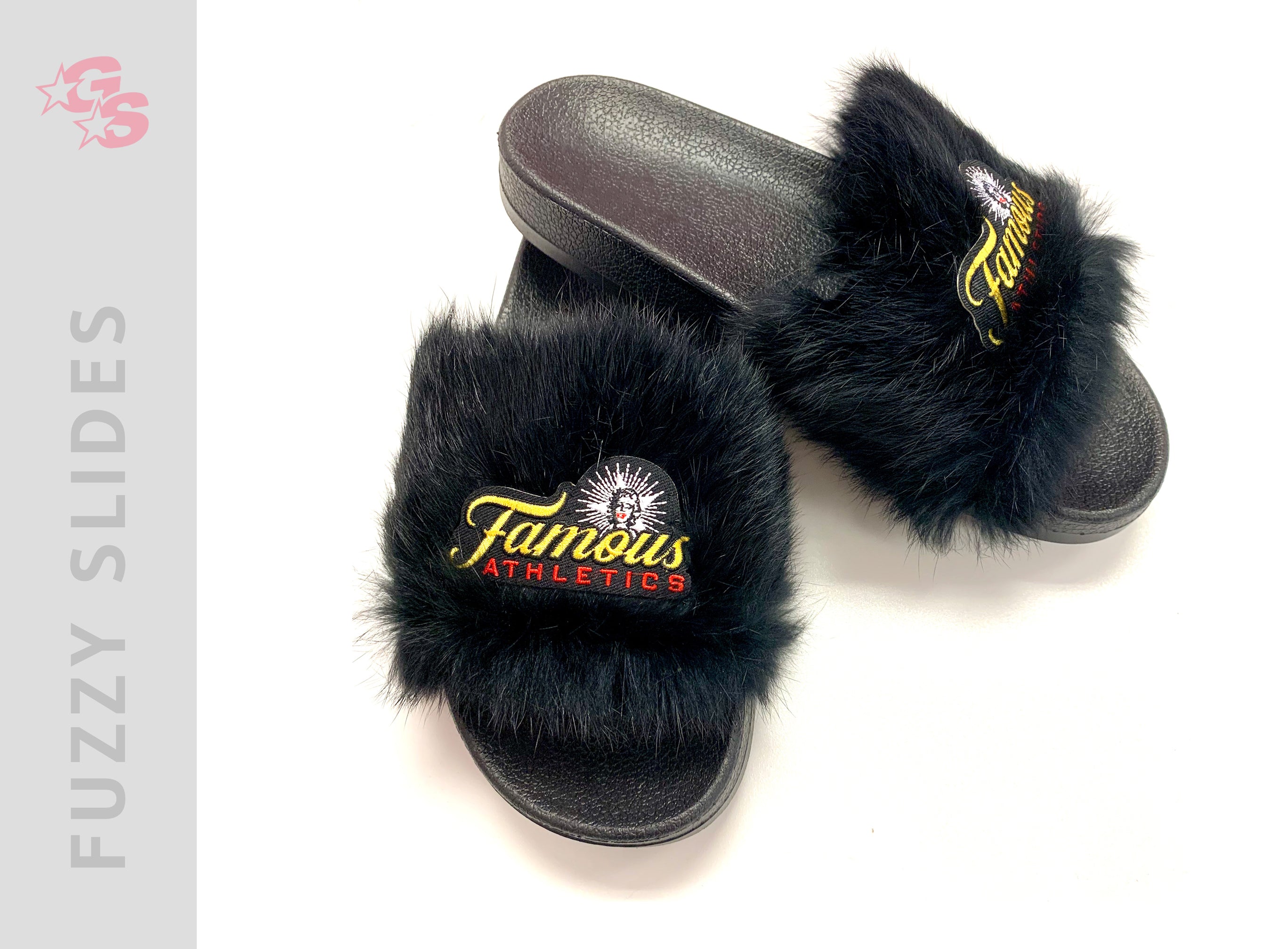 fuzzy slides black