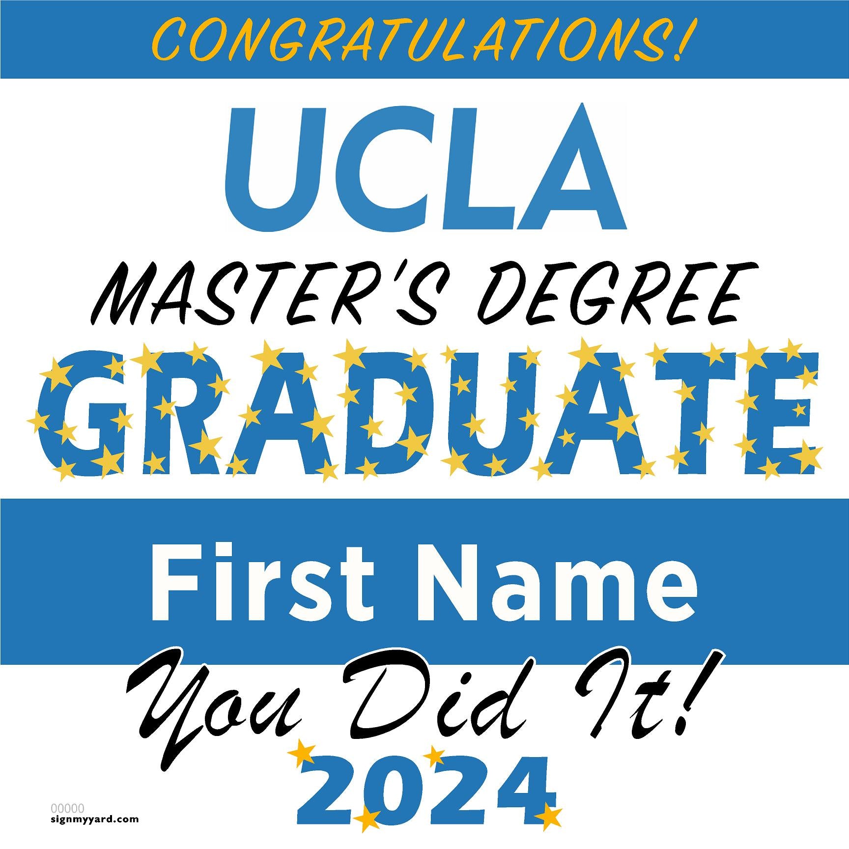 UCLA (Masters) 24x24 Class of 2024 Yard Sign (Option B)