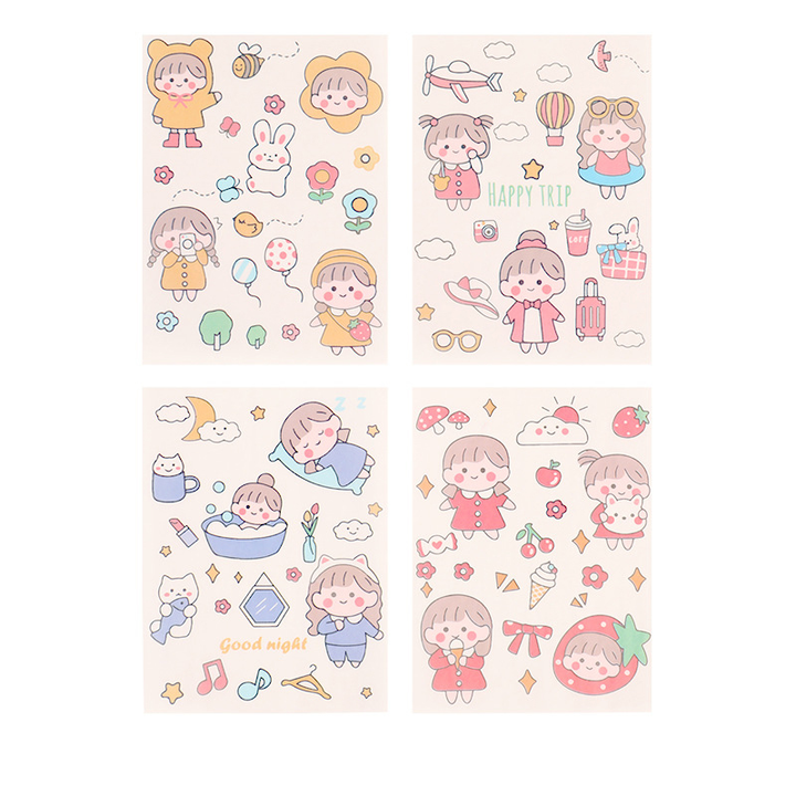 Simple Cartoon Stickers Japanese Hand Account Girl Diy Decoration Stickers Diary Homework Wall Stickers - Toys Ace
