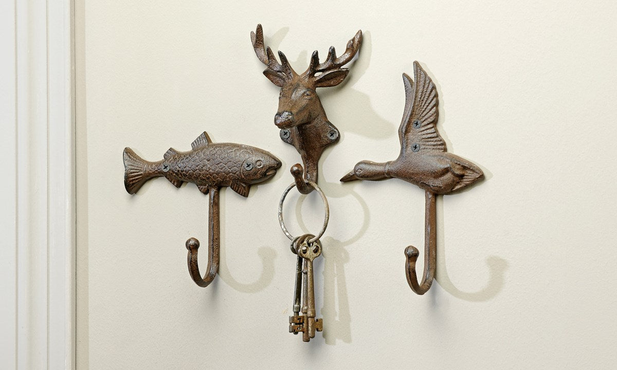  Treasure Gurus Cast Iron Fish Bone Coat/Hat/Towel/Key Ring Hook  : Home & Kitchen