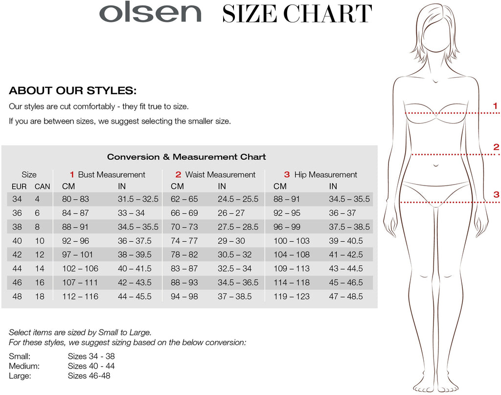 Size Chart - Olsen Fashion Canada