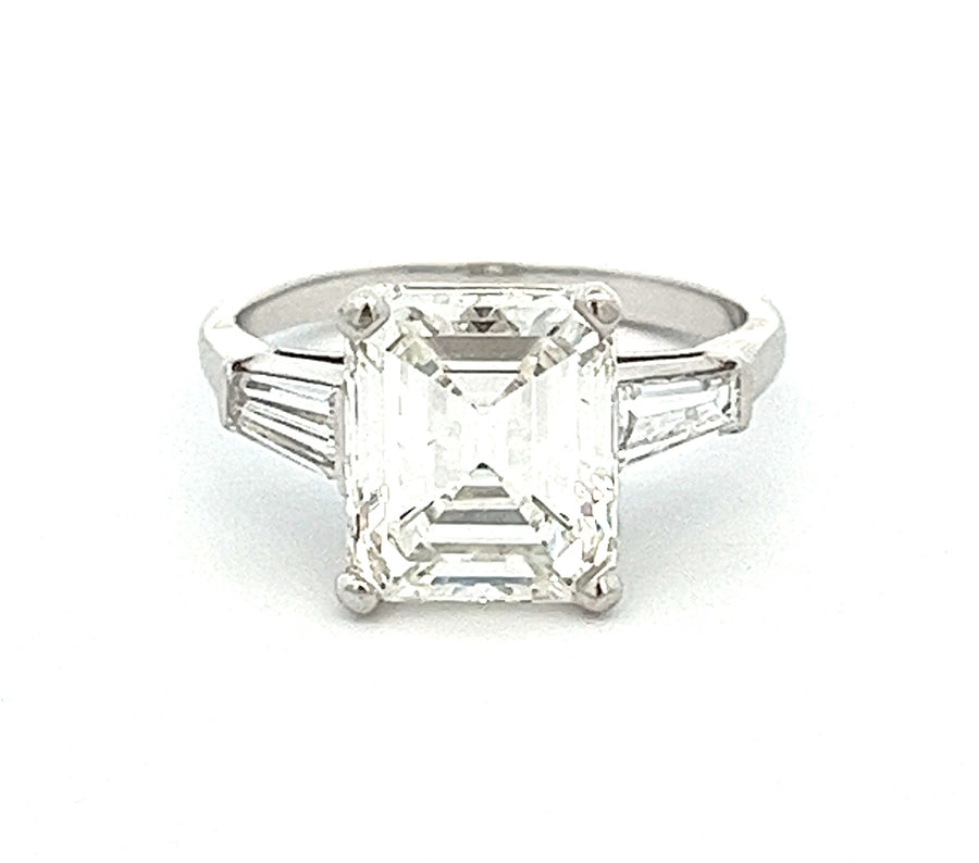 Emerald Cut Black Diamond & Diamond Engagement Ring 14k White Gold (2.96ct)