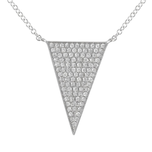 14k White Gold Diamond Triangle Pendant