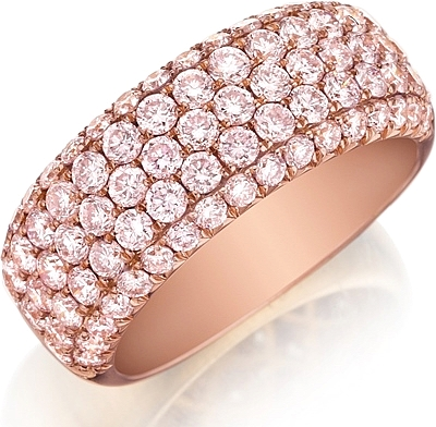 Roman Malakov, Two-Row Micro-Pave Pink Diamond Wedding Band in Rose Gold  For Sale at 1stDibs