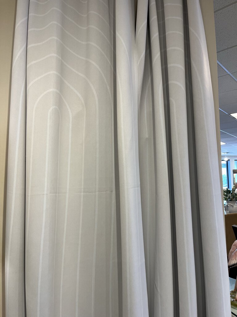 96"L x 55"W Pair Of Neutral Striped Arches Drapes