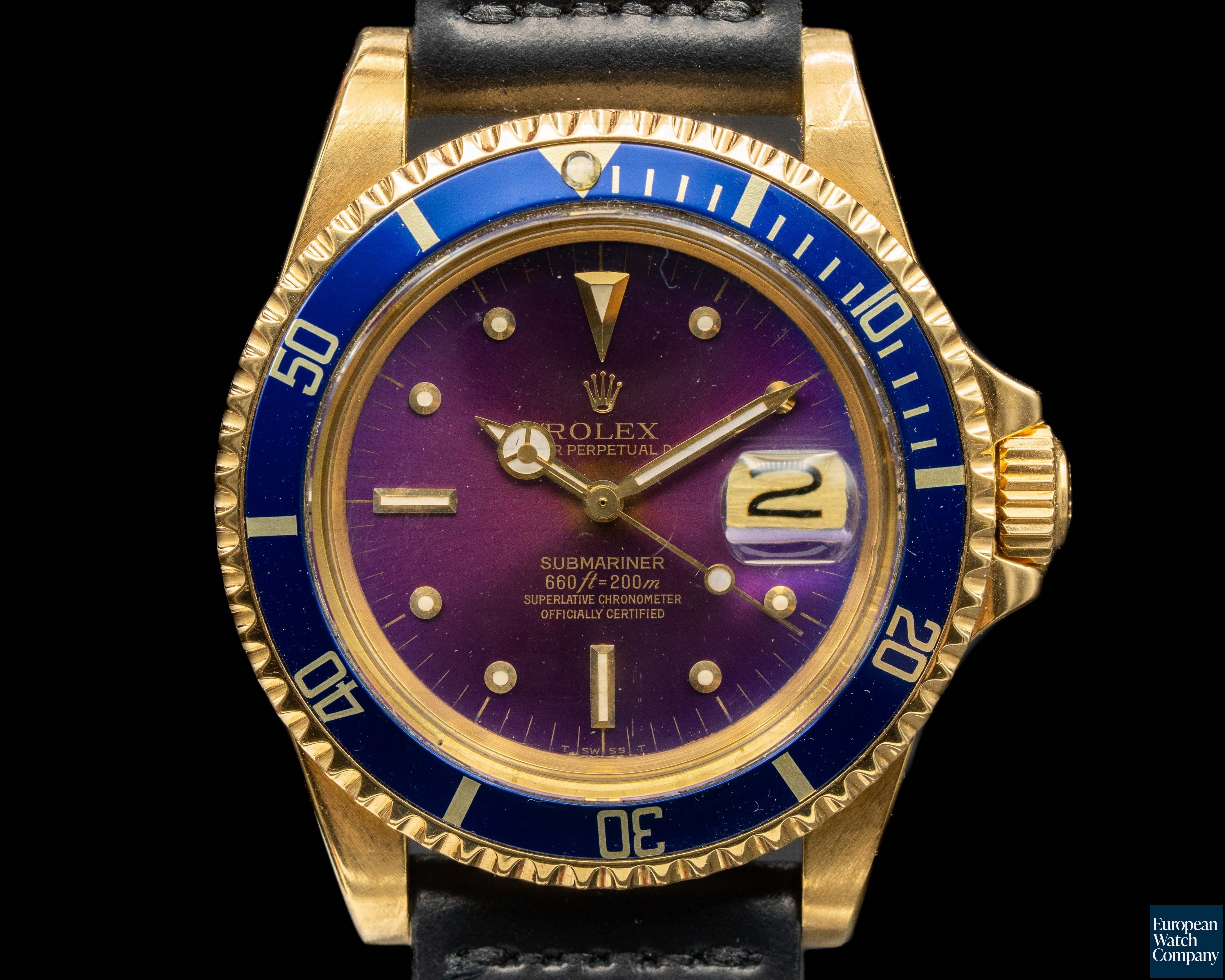 Rolex 1680 submariner or 18k patine lumeville montre vintage