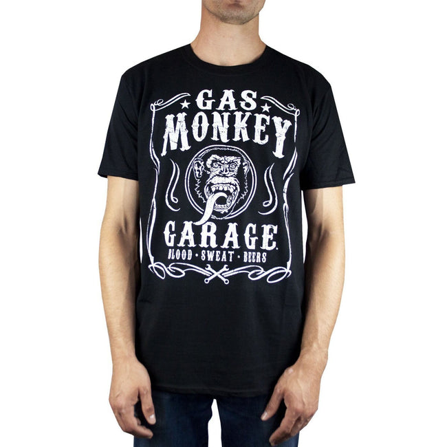 erfgoed Thriller Score Gas Monkey Garage Mens Blood Sweat and Beers Short-Sleeved T-Shirt |  Discounts on great Brands