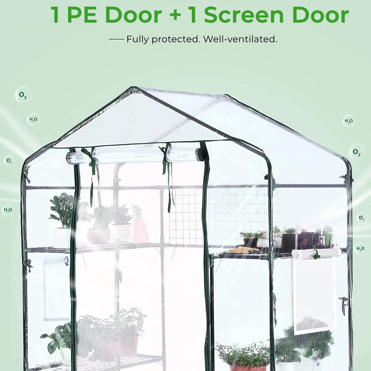 56x29x77 Walk-in Greenhouse, Indoor Outdoor, Extra Tools