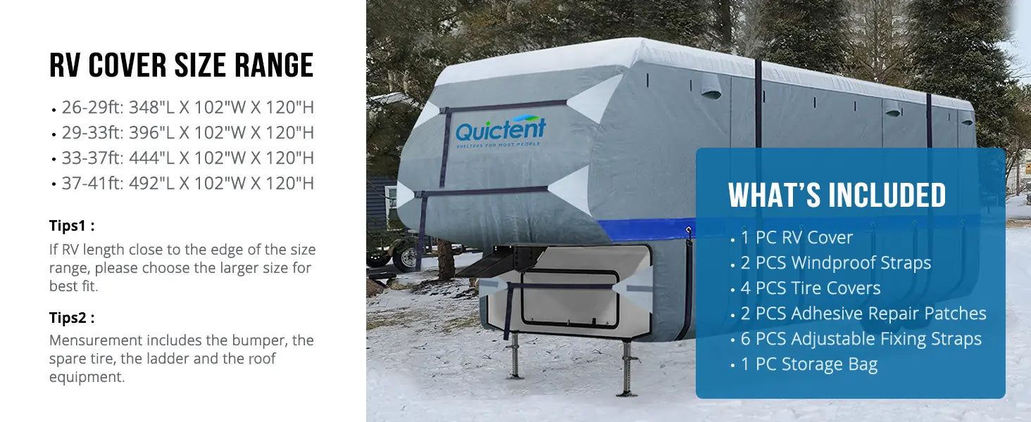 Quictent 5th Wheel RV Cover, Upgraded Camper Cover, 4 Sizes