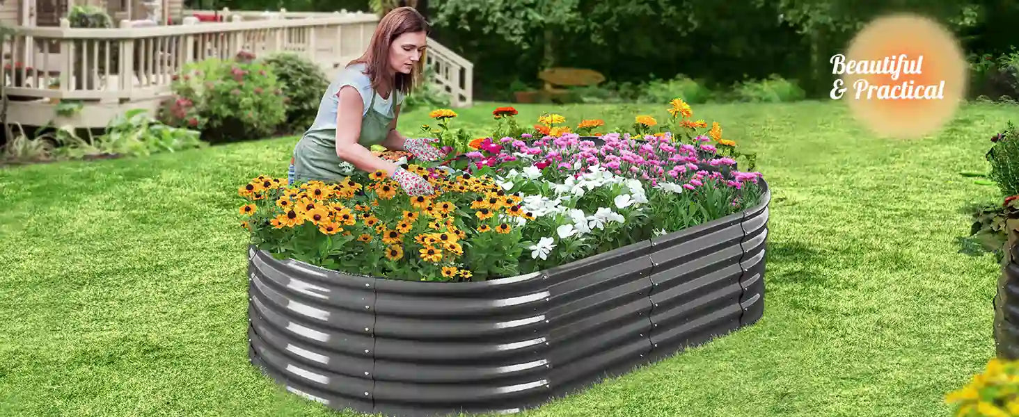 Beautiful and Practical 6' x 3' x 2' Oval Galvanized Raised Garden Bed