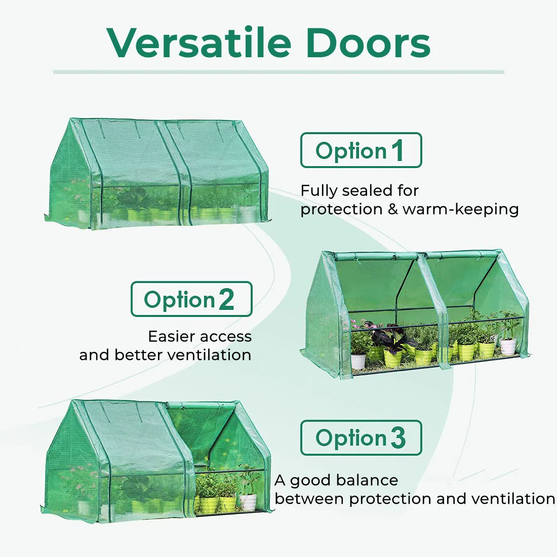 Versatile two mini greenhouse doors