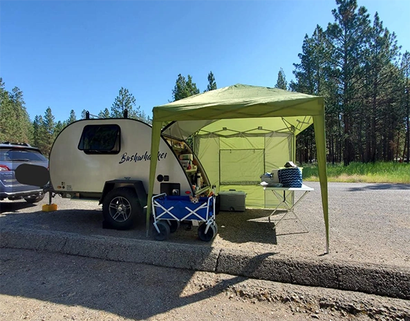 canopy tent and trailer