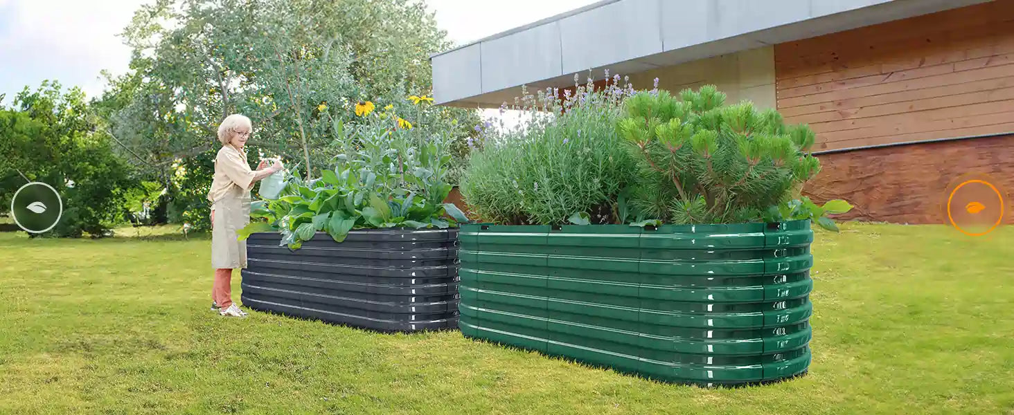 Galvanized Planter Garden Box Outdoor for Gardening, Vegetables, Flowers