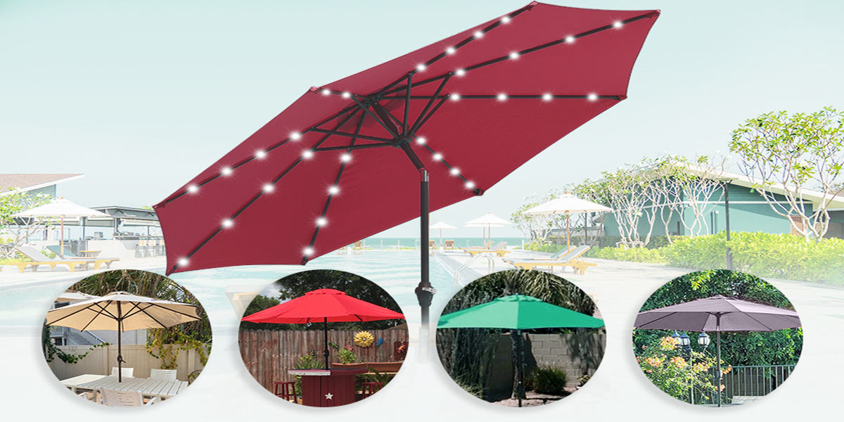 Upgraded 9' Patio Umbrella with Lights
