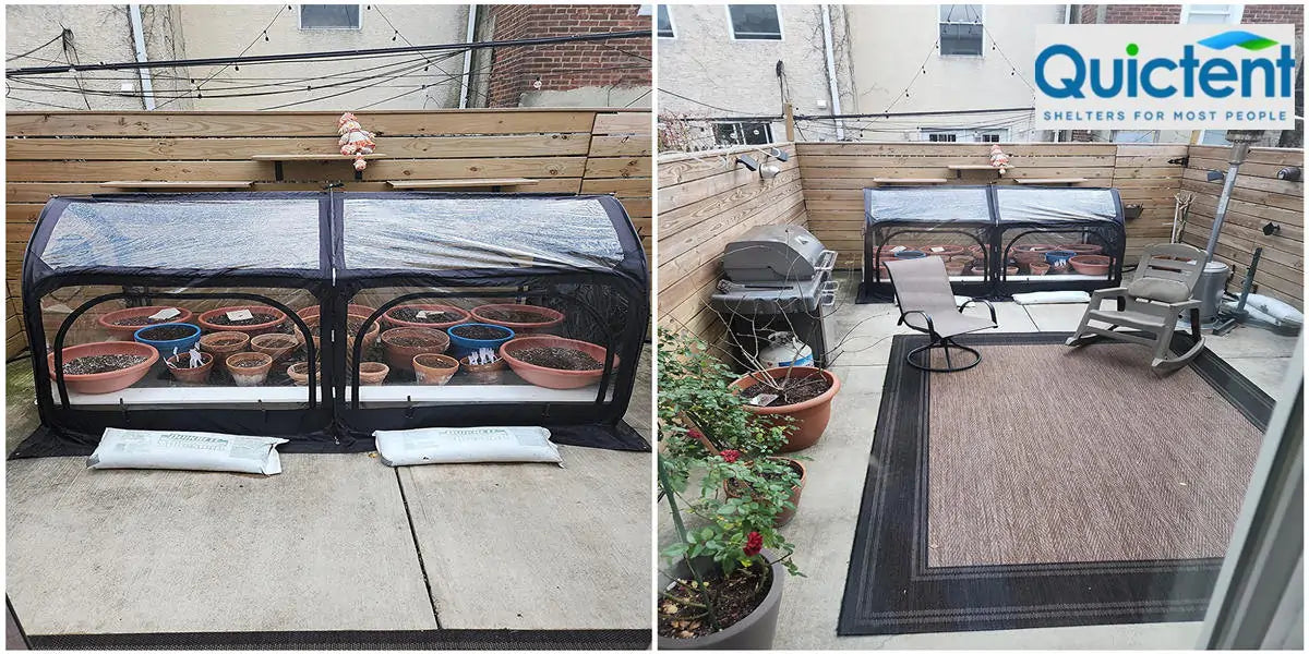 black greenhouse on a balcony