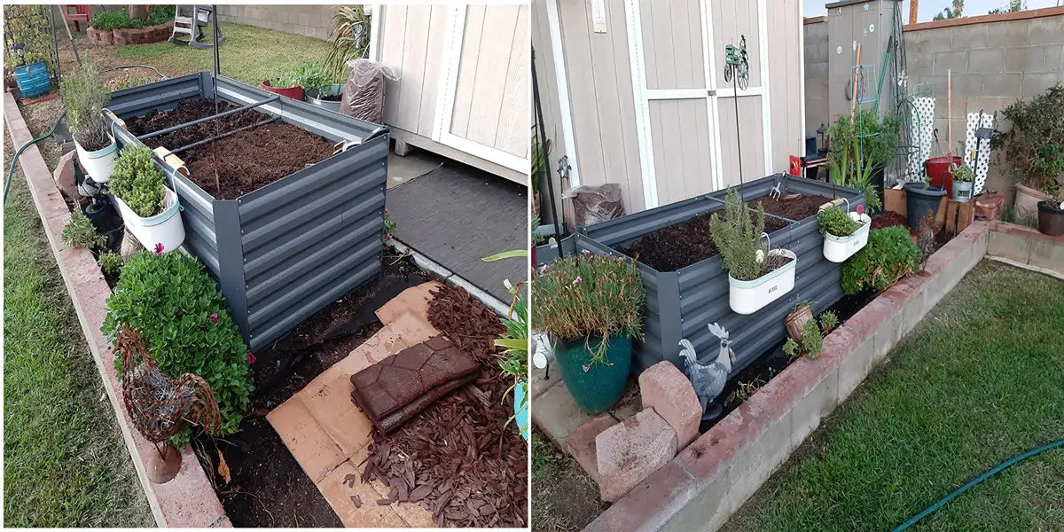 silver elevated garden bed