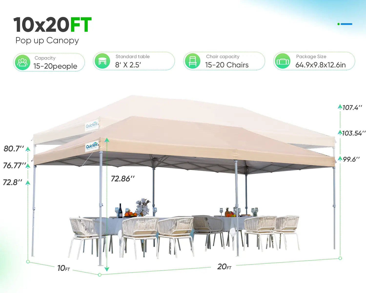 10x20 tent with sides Flexible height adjustment