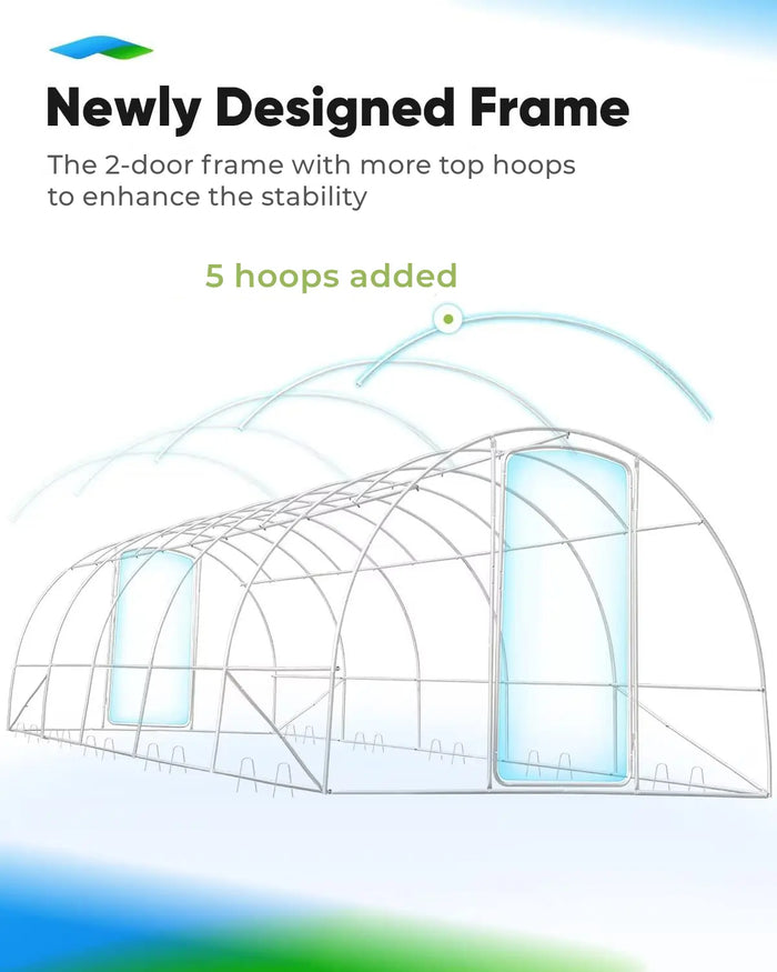 2 door greenhouse frames and increased top loops