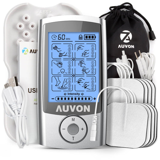 AVCOO 3-in-1 TENS Unit with 32 Modes, Dual Channel EMS Muscle Stimulator  with 40 Intensities for Gradual Pain Relief Therapy, Rechargeable  Electronic