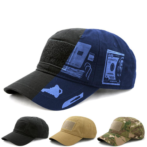 Cache Cap hats with hidden pockets and morale patch panel
