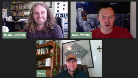 Dustin and Nick from Wazoo Survival Gear talk to Beau Harger about wildlife tracking