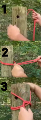 Craig Coudill shows the steps for tying a pile hitch