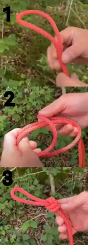 Craig Coudill shows the steps for tying an overhand loop knot