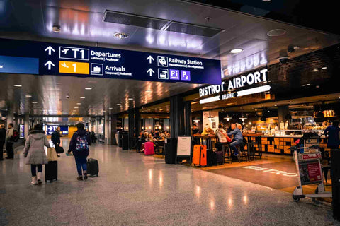 airport shops and travellers