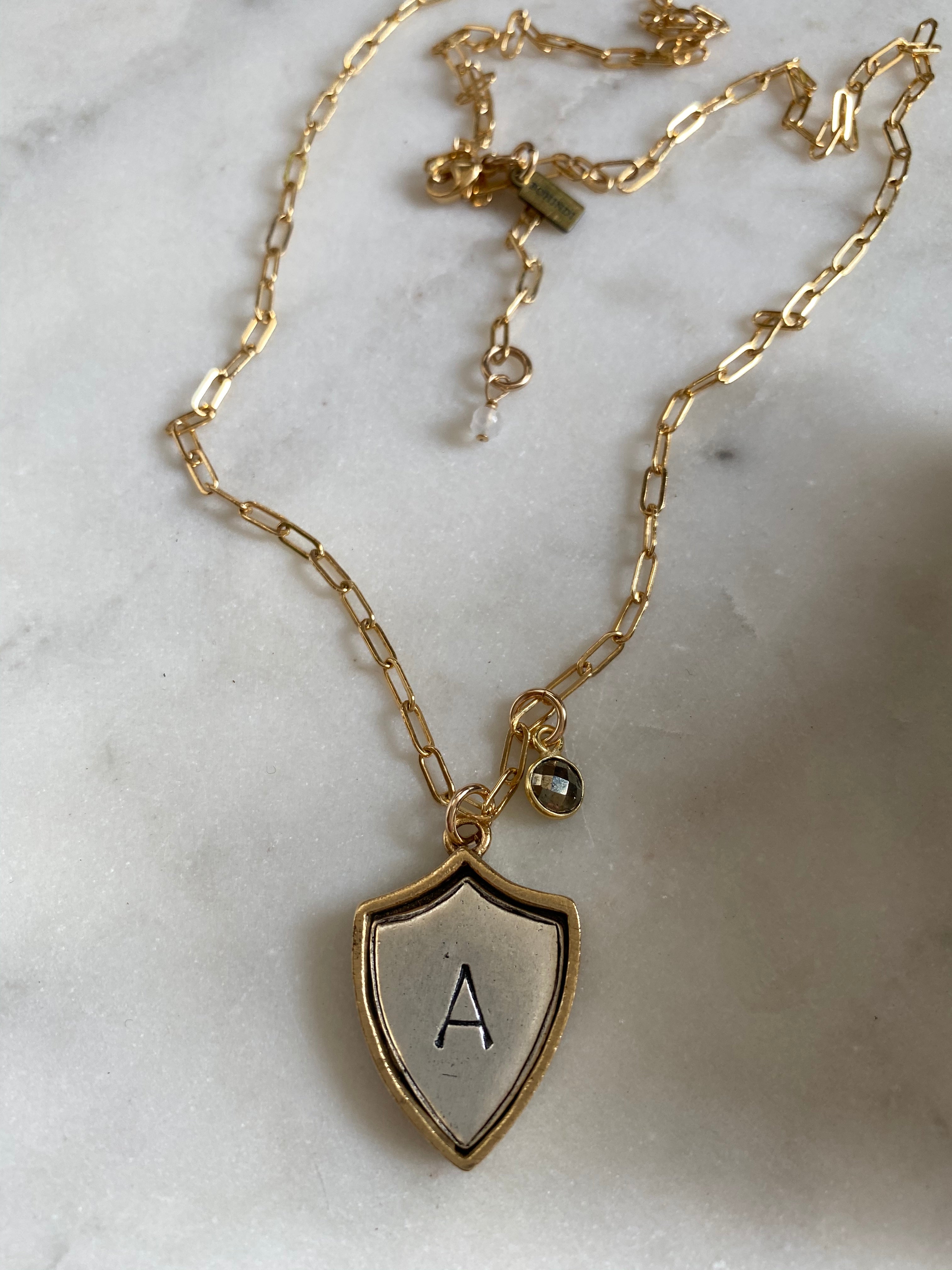 I AM CAPABLE | INITIAL CREST & PYRITE NECKLACE