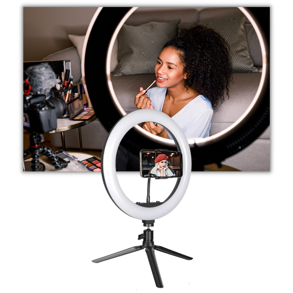 16 cm LED Ring Light with Stand - Multi-purpose circle light - Ozerty