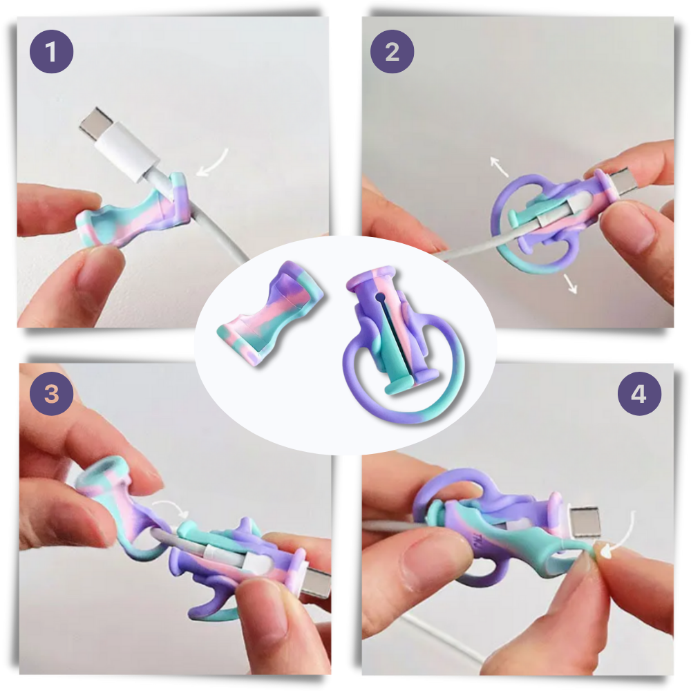 2 in 1 Silicone Cable Winder: -  Safeguarding Your Charging Experience - Ozerty