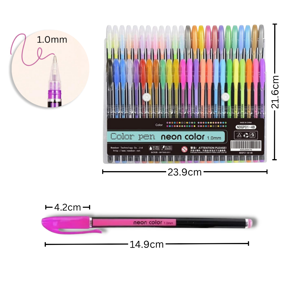 Set de 48 stylos gel pailletés - Caractéristiques techniques - Ozerty