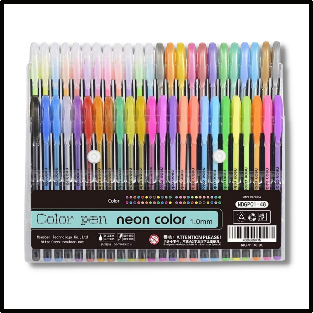 Set de 48 stylos gel pailletés - Contenu du produit - Ozerty