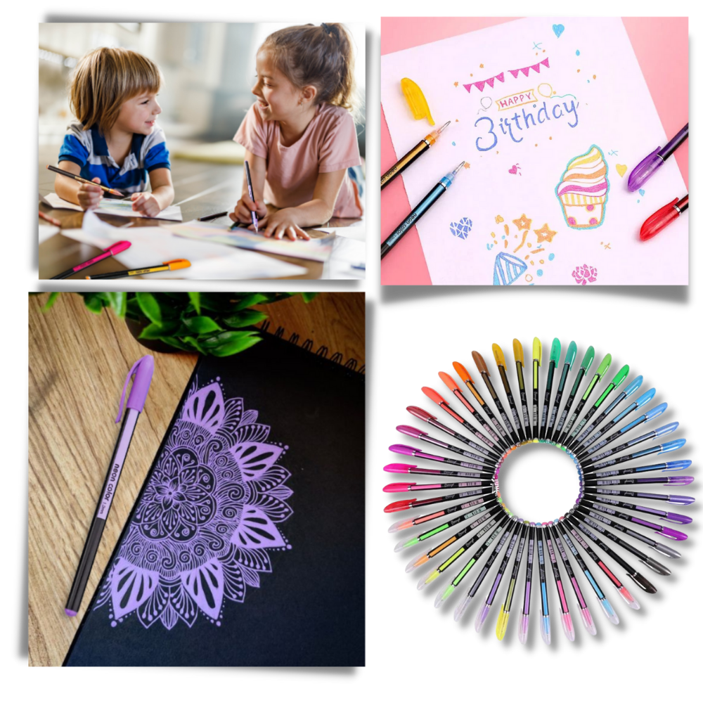 48-Color Glitter Gel Pens Set - A Spectrum of Creativity - Ozerty