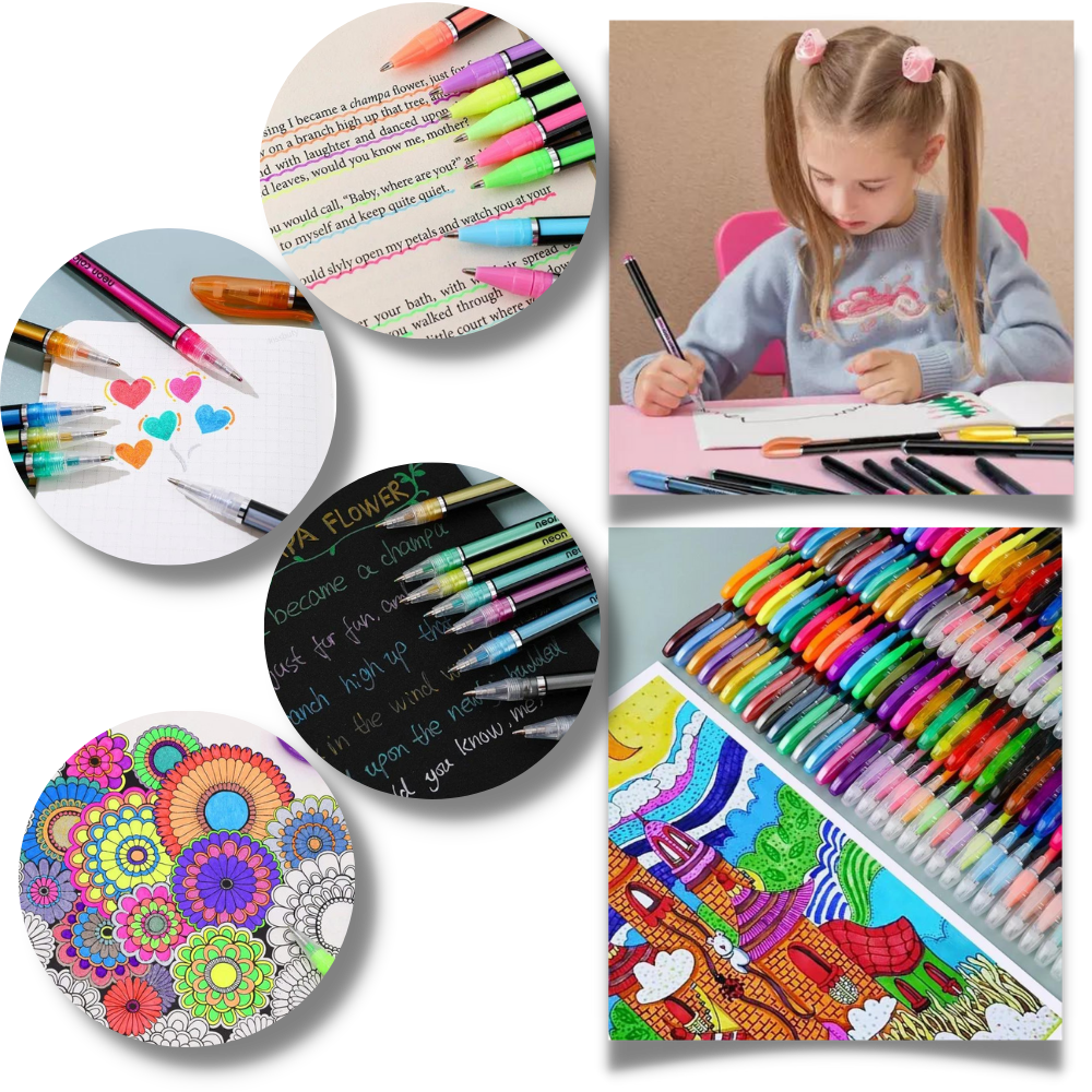 48-Color Glitter Gel Pens Set - Versatility in Art - Ozerty