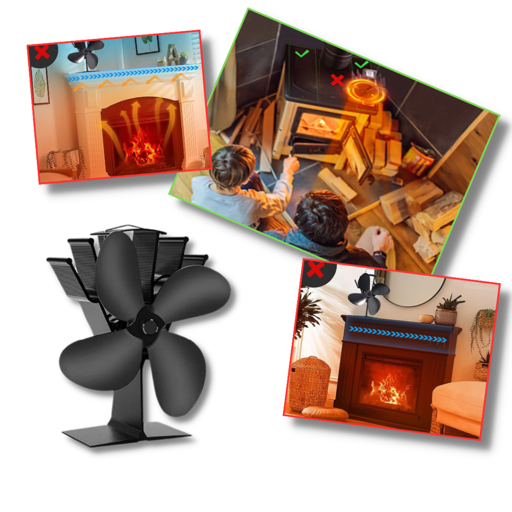  4-Blade Heat Powered Stove Fan for fireplaces - Hassle-Free Operation - Ozerty