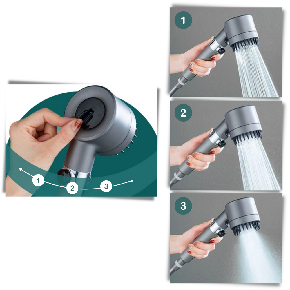 4-in-1 High-Pressure Shower Head - Customizable Shower Modes  - Ozerty