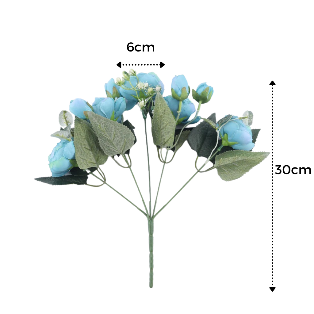Bouquet di fiori artificiali di seta con peonie e rose - Dimensions - Ozerty