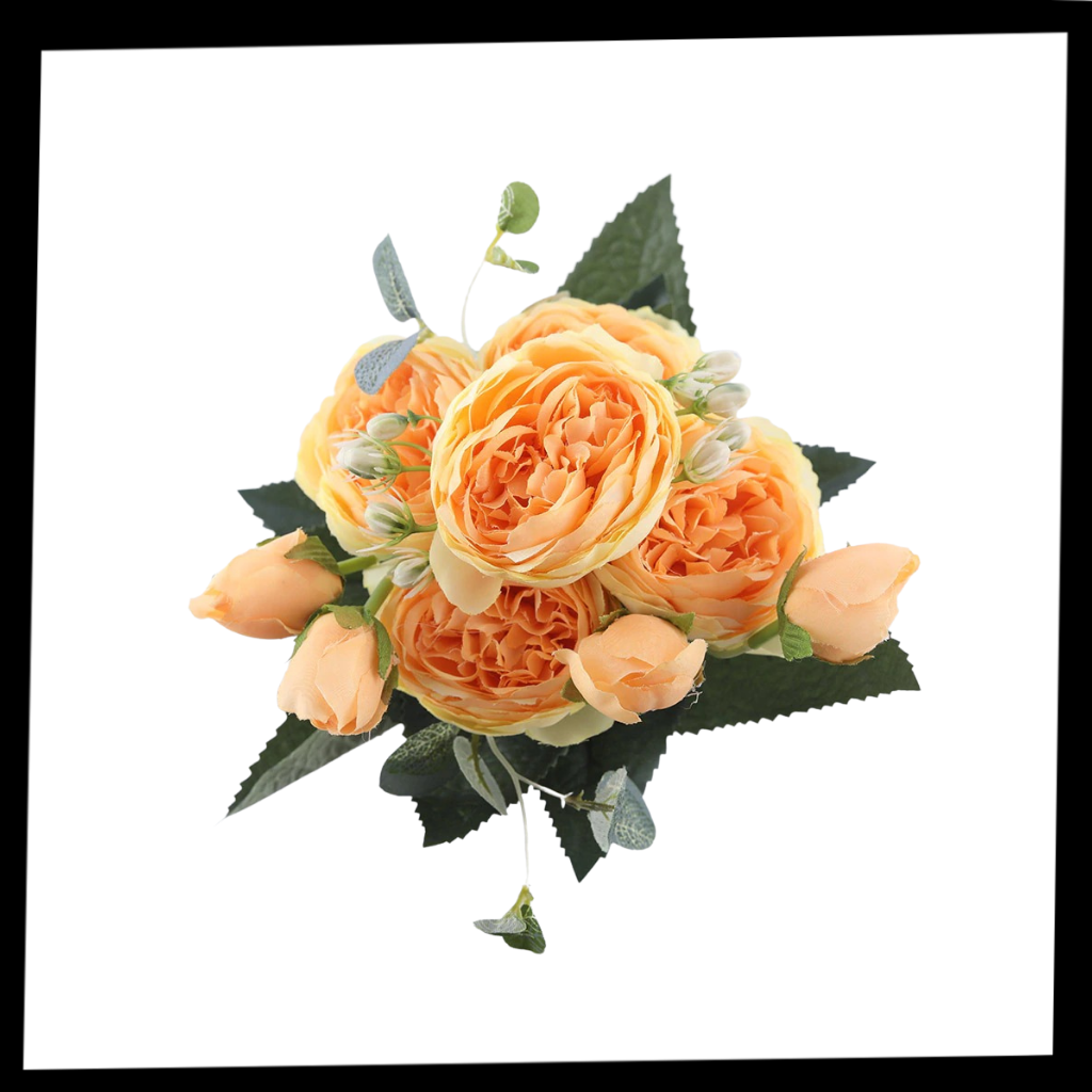 Artificial Silk Peony and Roses Flower Bouquet - Package - Ozerty