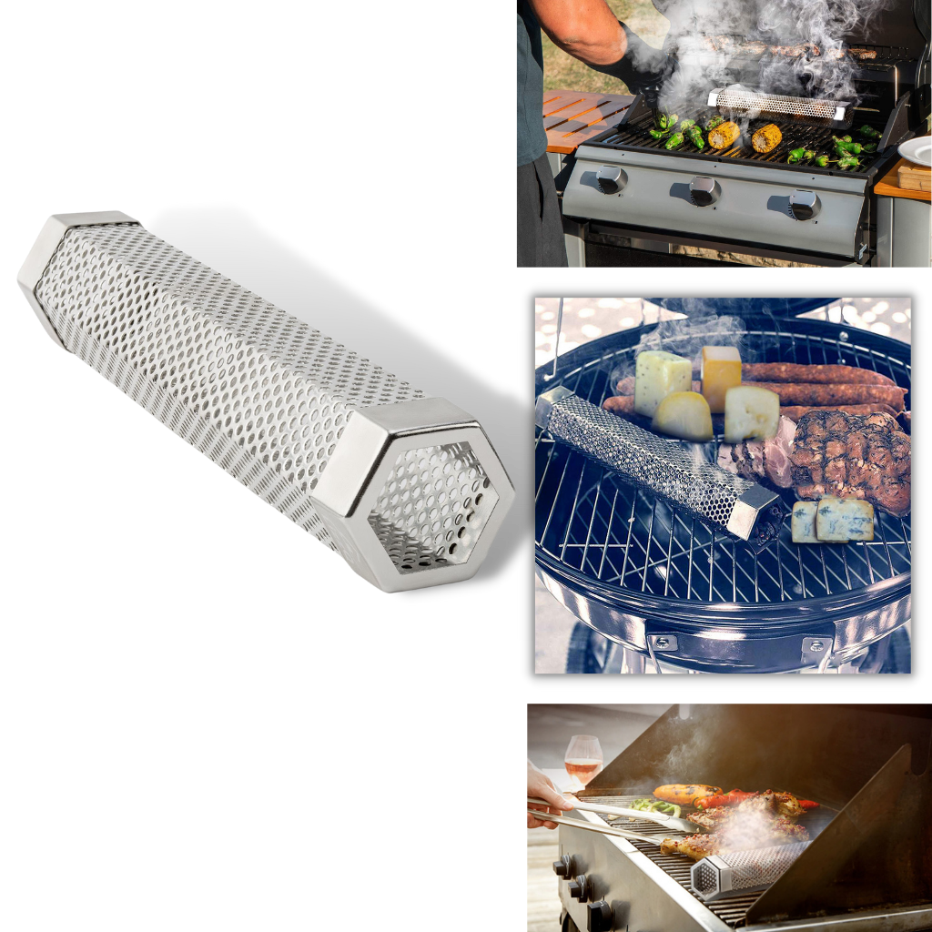 Hexagonal rökgenerator för BBQ | trä rökrör rostfritt stål - Ozerty