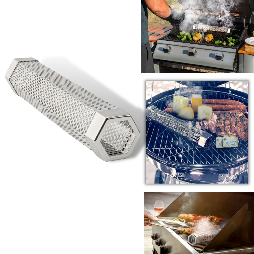 Hexagonal smoke generator for bbq | wood smoke pipe stainless steel - Ozerty