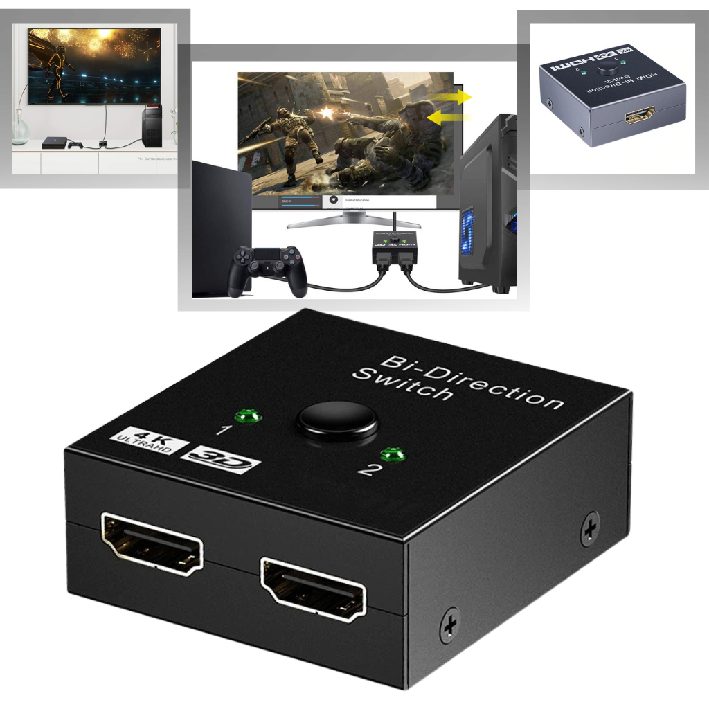 Dubbelriktad HDMI Splitter 4K 2 Out/ 2 i 1 Out HDMI Switch - Ozerty