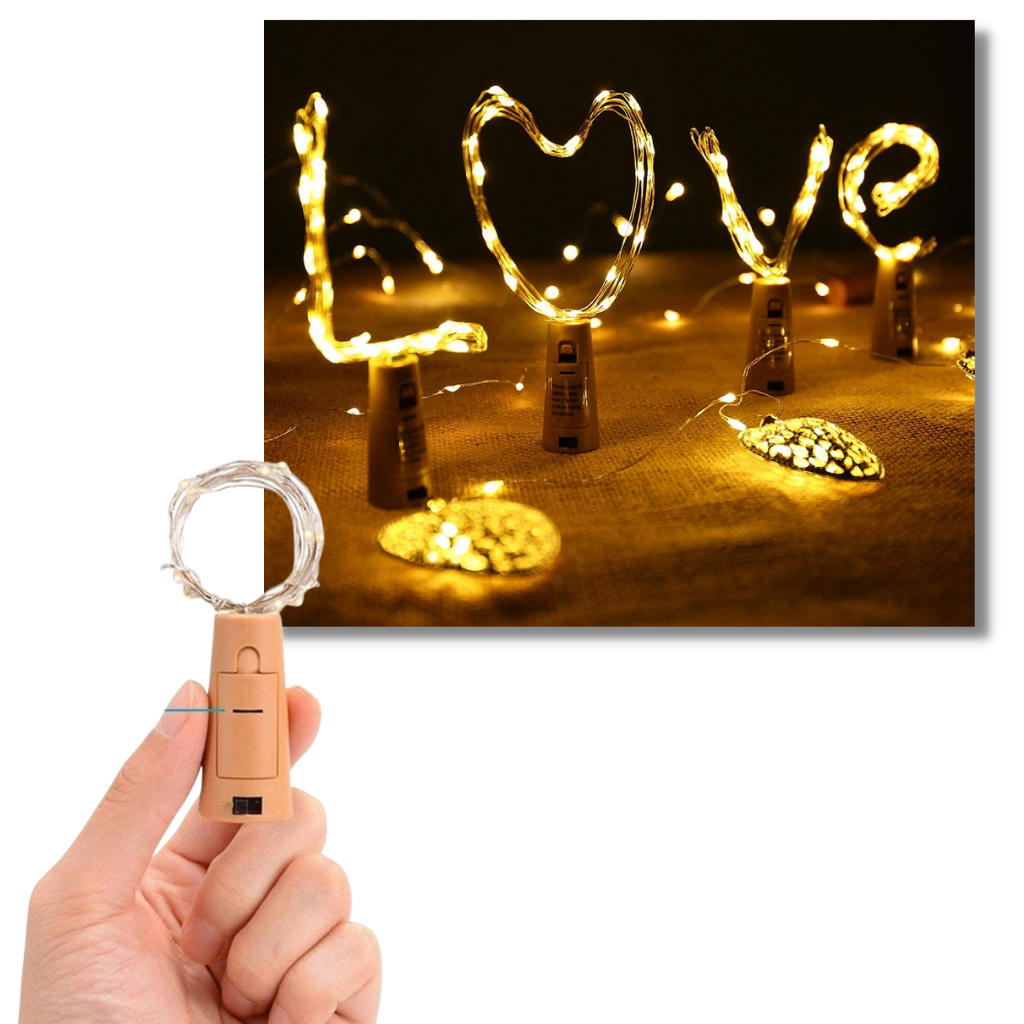 Guirlande lumineuse LED pour bouteille avec bouchon (lot de 3) - Portatif et léger - Ouistiprix