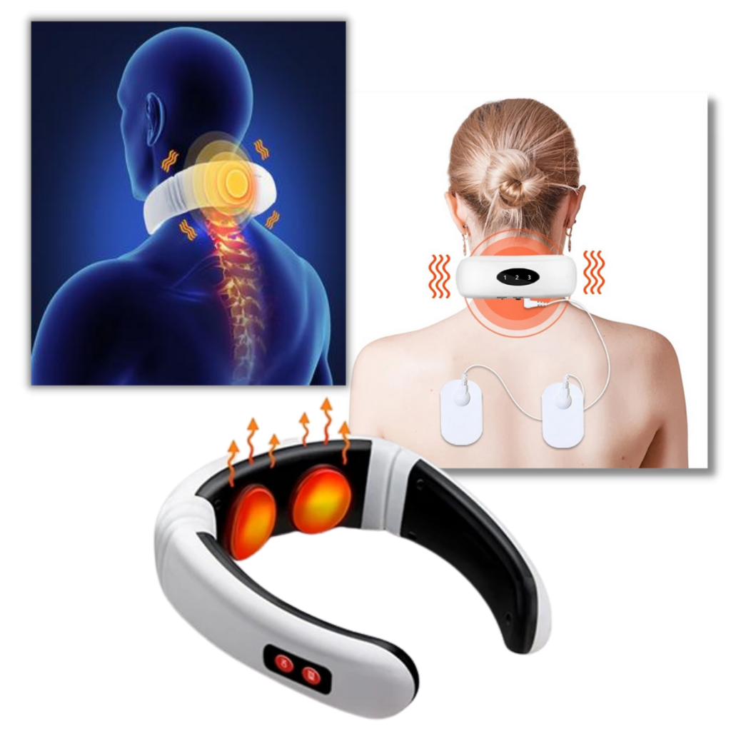 Massaggiatore circolare per il collo a trazione con riscaldamento a infrarossi  - Riscaldamento a infrarossi - Ozerty