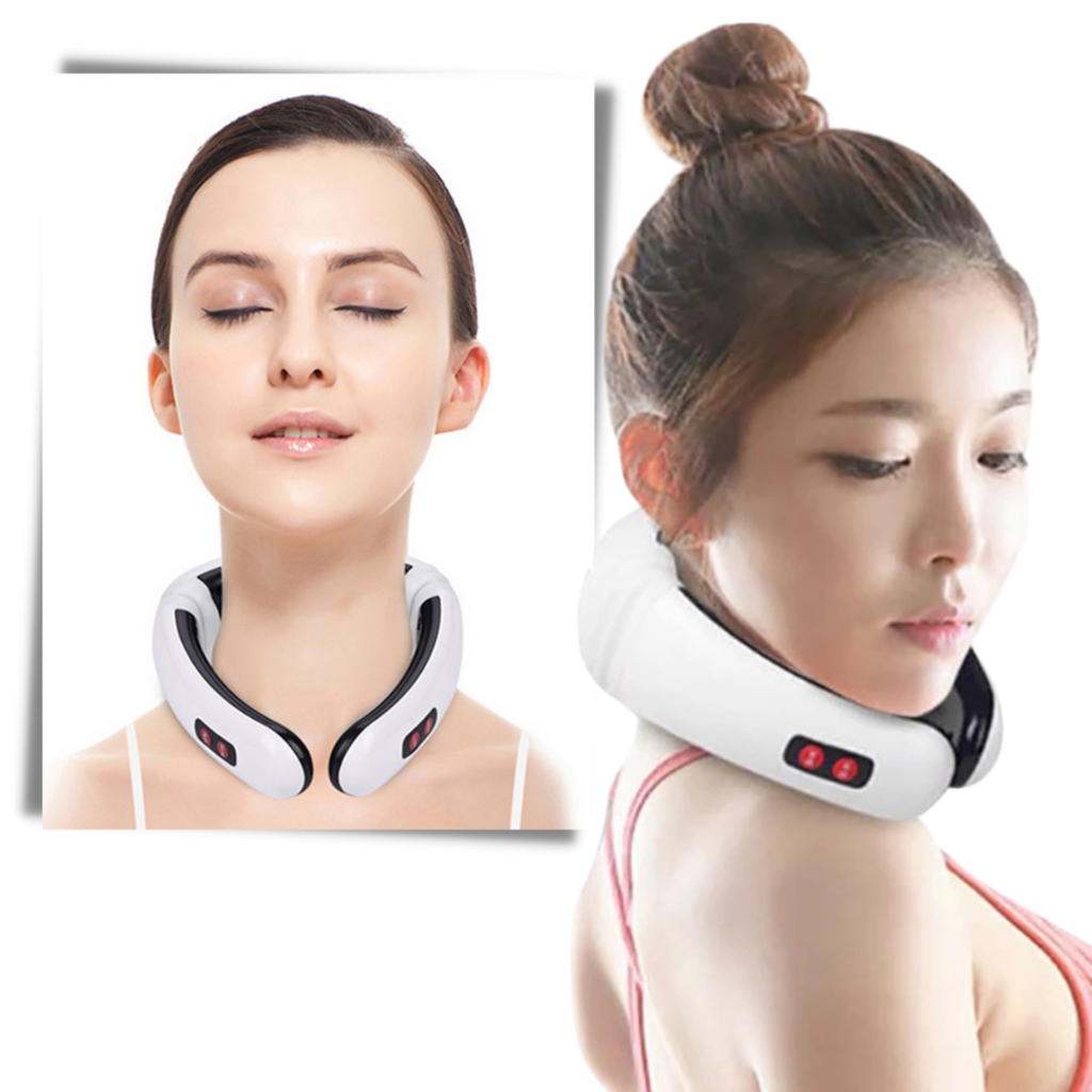 Massaggiatore circolare per il collo a trazione con riscaldamento a infrarossi  - Massaggiatore per il collo di sollievo dal dolore - Ozerty
